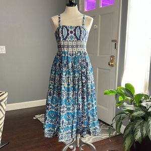 Taylor Blue Paisley Print Midi Dress